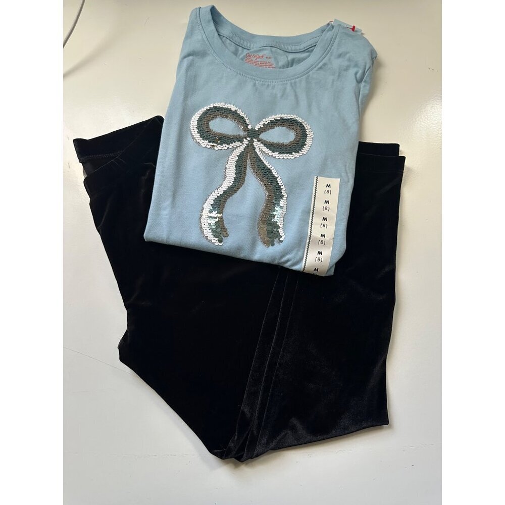 Cat & Jack Girls Bow Long Sleeve and Leggings Set size M (8) NWT